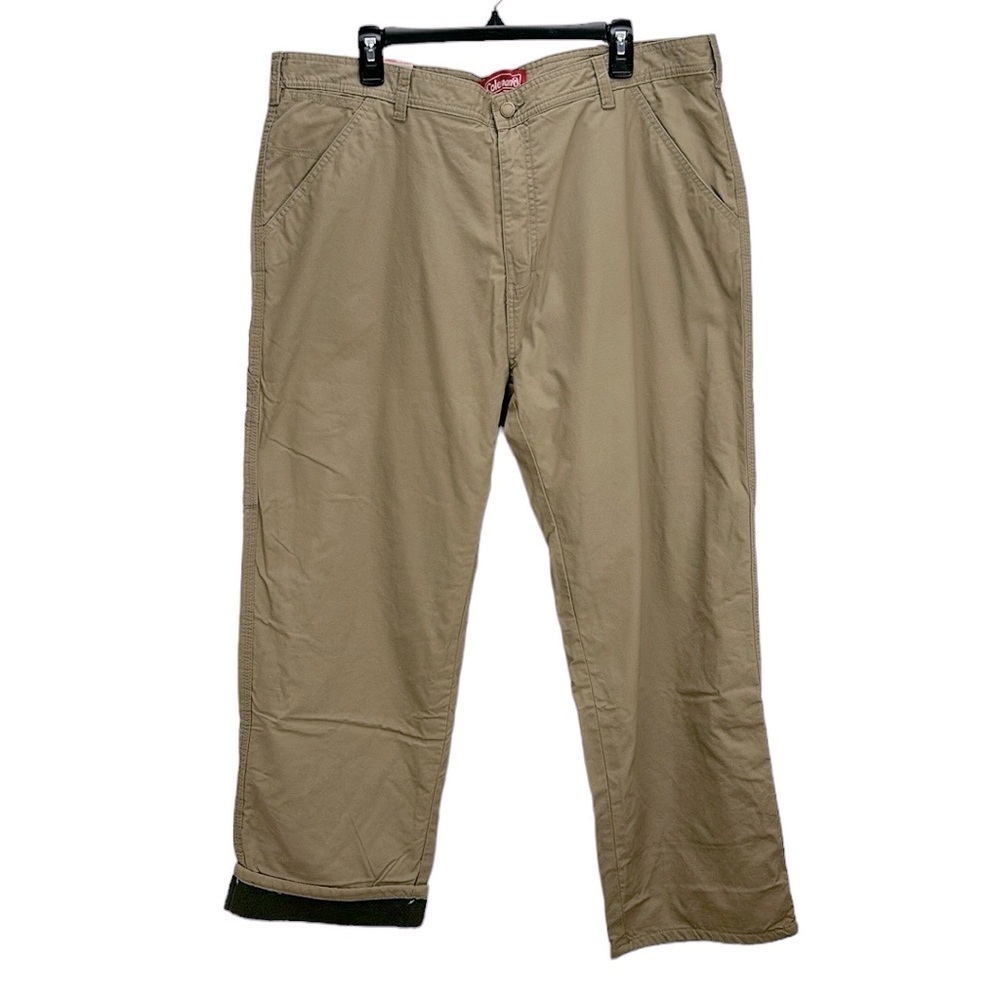 Coleman Khaki Fleece Lined‎ Straight Leg Pants 40X30 Outdoor Canvas Work